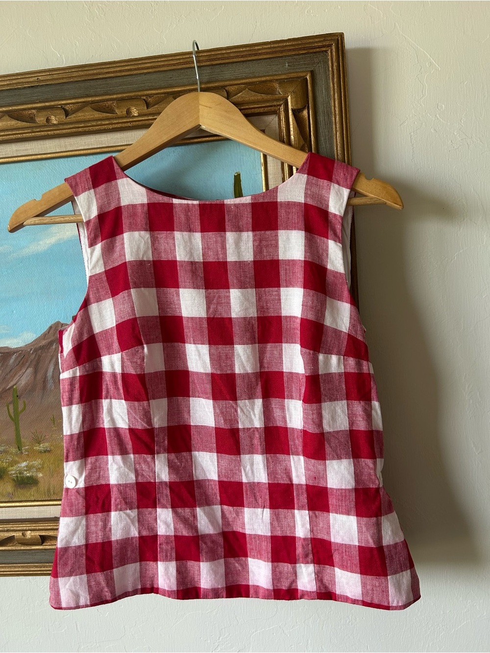 Talbots Red and White Gingham Sleeveless Tank Top